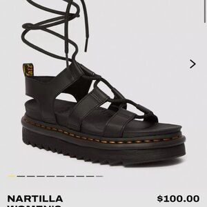 Dr. Martens Nartilla Gladiator Black Leather Strappy Platform Sandals